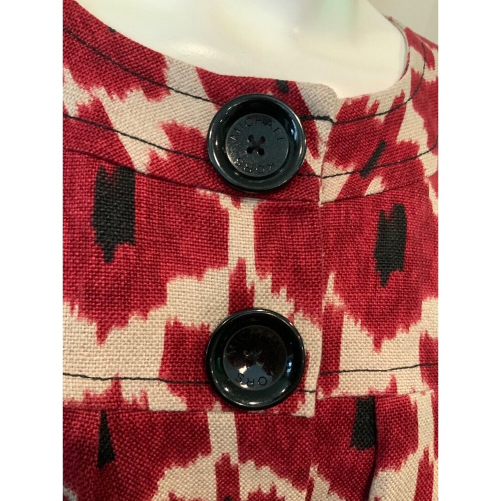 Michael Kors Red & White Patterned Button-Up Coat… - image 3